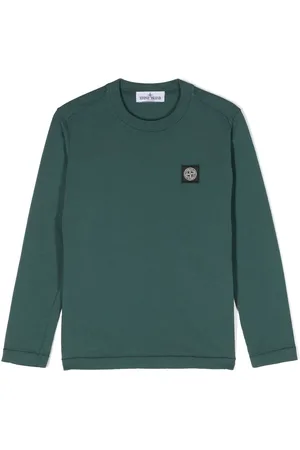 Stone Island T-shirt a maniche lunghe con applicazione Compass