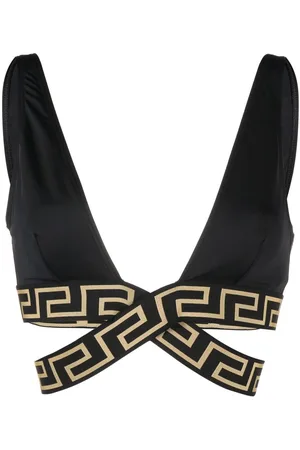 VERSACE Top bikini a triangolo con bordo Greca