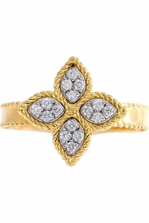 Roberto Coin Anello Princess Flower in giallo 18 carati con diamanti