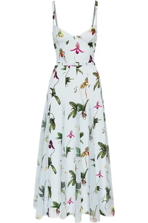 Oscar de la Renta Abito lungo Orchid con inserti in cady