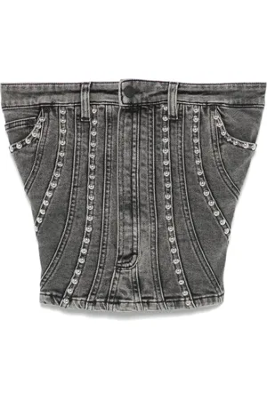 MUGLER Bustino denim con borchie