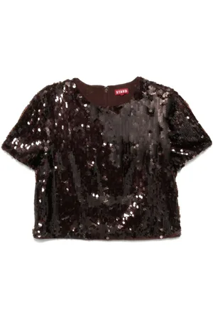 Staud T-shirt Quincy con paillettes