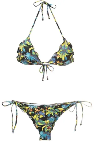 AMIR SLAMA Bikini a triangolo con stampa tropicale