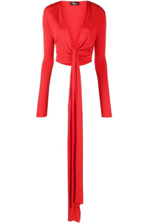 BLUMARINE Top crop a maniche lunghe