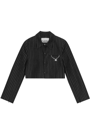 Ganni Blazer crop a righe