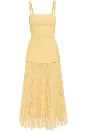Oscar de la Renta Abito Orchid midi in tweed e pizzo guipure