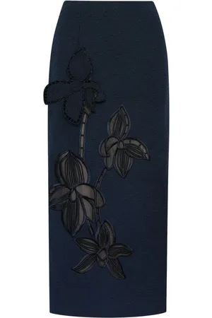 Oscar de la Renta Gonna Orchid con ricamo
