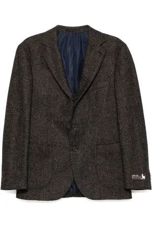 MAN ON THE BOON. Blazer monopetto con motivo a spina di pesce
