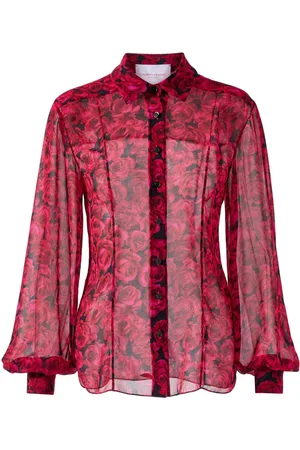 Carolina Herrera Blusa revers a punta con stampa rose