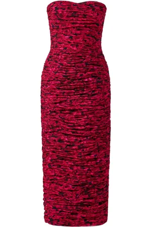 Carolina Herrera Abito senza spalline con stampa rose