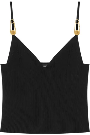 VERSACE Top corto con spilla da balia