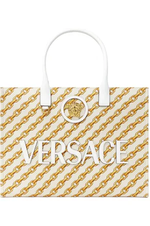 VERSACE Borsa tote La Medusa grande a righe