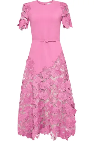 Oscar de la Renta Abito Orchid in pizzo guipure