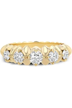Lizzie Mandler Anello Crescent in giallo 18kt con diamanti