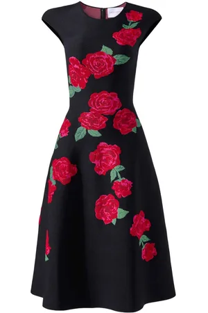 Carolina Herrera Abito midi a fiori jacquard