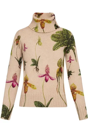 Oscar de la Renta Maglione a collo alto con stampa Orchid