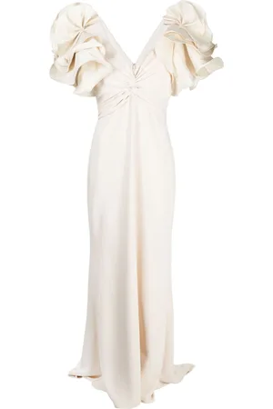 Badgley Mischka Abito lungo con ruches