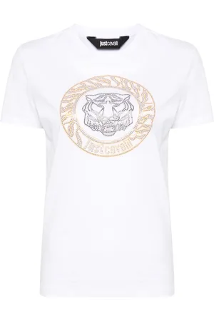 Roberto Cavalli T-shirt Tiger con borchie
