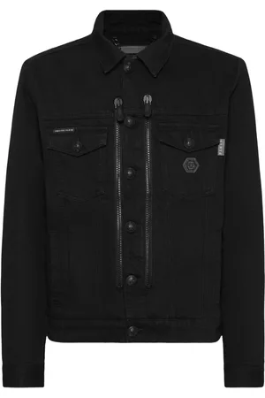 Philipp Plein Giacca denim con logo e cristalli