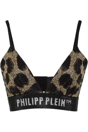 Philipp Plein Reggiseno con stampa leopardata e cristalli