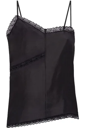 Maison Margiela Top in seta con dettaglio in pizzo