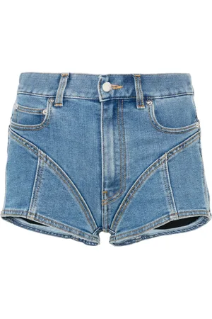 MUGLER Shorts denim bimateriale