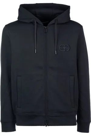 Emporio Armani Felpa con cappuccio, zip e logo ricamato