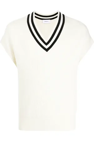 Ports V Maglione smanicato con bordo a righe