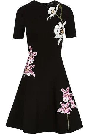 Oscar de la Renta Abito Orchid Threadwork mini con jacquard