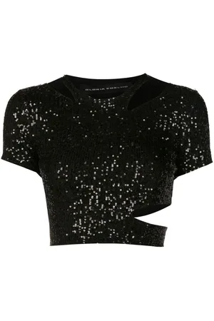 Gloria Coelho Top crop con paillettes