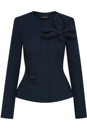 Oscar de la Renta Giacca Orchid in tweed con ricamo