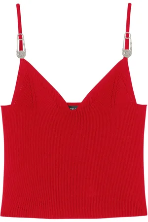VERSACE Top corto con spilla da balia