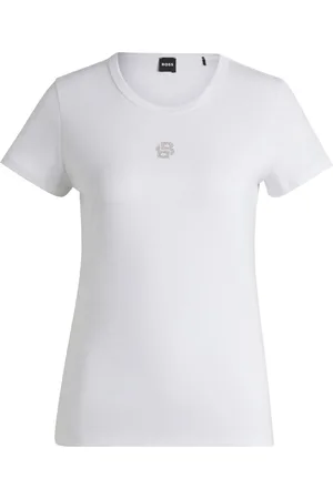 HUGO BOSS T-shirt con monogramma di paillettes
