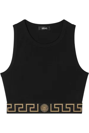 VERSACE Top crop con bordo Greca