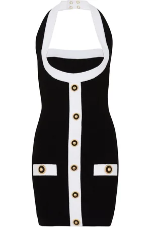 Balmain Abito bicolore con scollo all