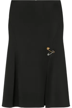 VERSACE Gonna midi in raso con spilla da balia