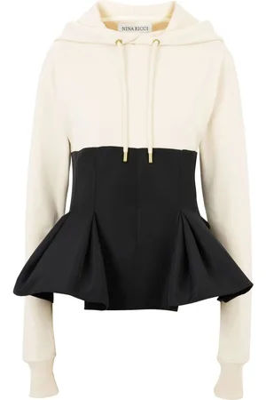 Nina Ricci Felpa con cappuccio e peplum a contrasto