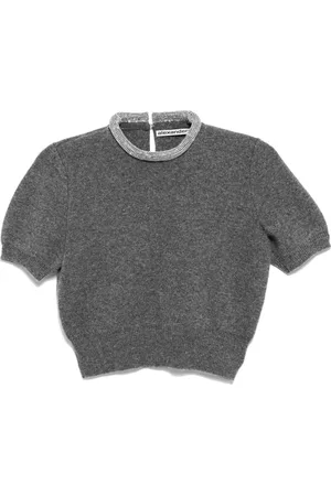 Alexander Wang T-shirt a maniche corte con rifinitura di strass termoapplicati