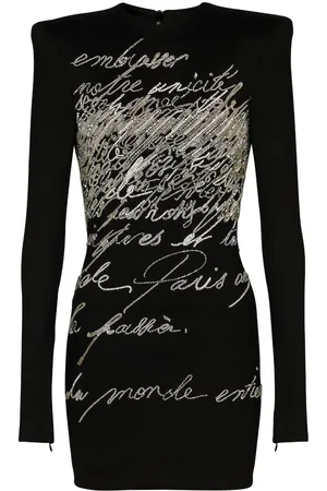 Balmain Abito corto con strass