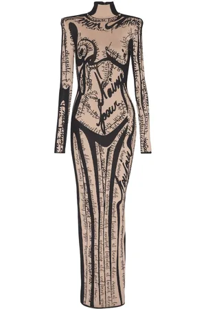 Balmain Abito lungo con ricamo
