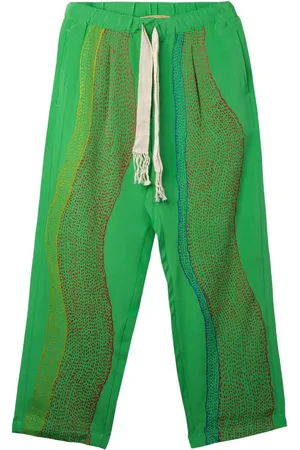 Glass Cypress Pantaloni in seta con design curvo