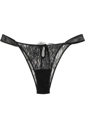 Kiki de Montparnasse Slip in pizzo con finiture in pelle