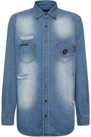 Philipp Plein Camicia denim Crystal Skull
