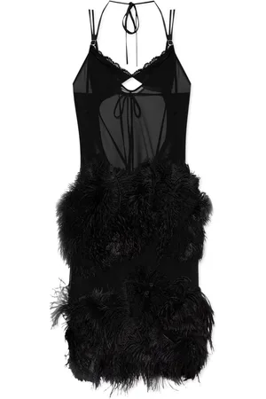 The Attico Abito midi con piume