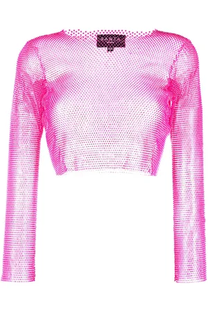 SANTA BRANDS Top crop con strass