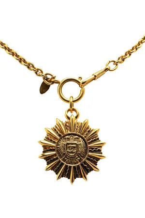 CHANEL Collana con medaglione Sunburst e placcatura 1970-1980