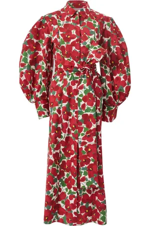Carolina Herrera Chemisier a fiori con maniche a palloncino