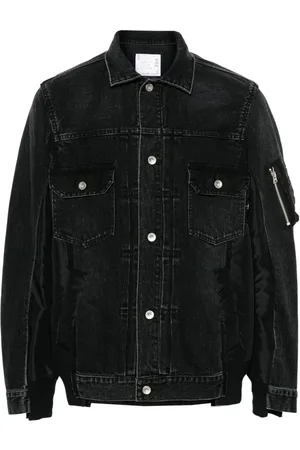 SACAI Giacca denim con design patchwork