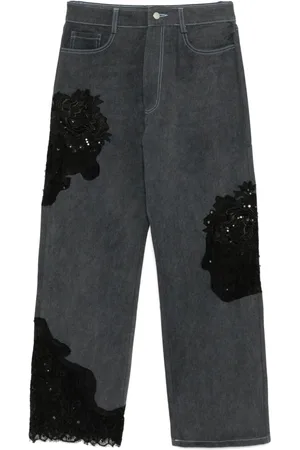 Collina Strada Jeans dritti con inserti in pizzo
