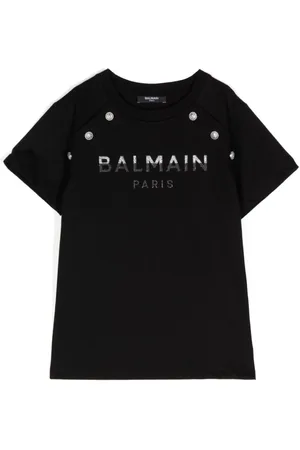 Balmain T-shirt con logo glitterato